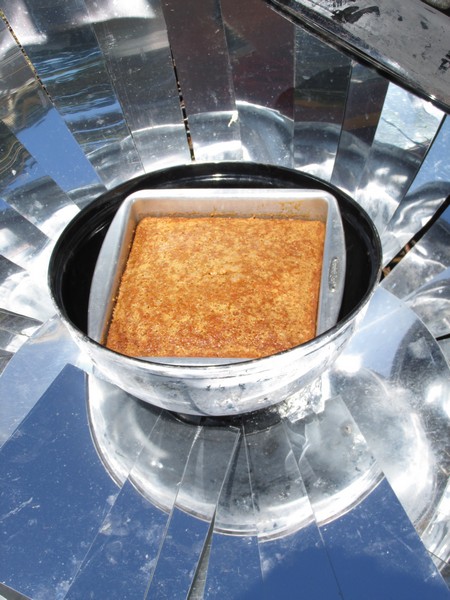 File:Willow Basket Parabolic Solar Oven - Successfully Baked Carrot Cake.JPG