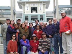 A photo of Takoma Village Cohousing with some of its residents, April 2002