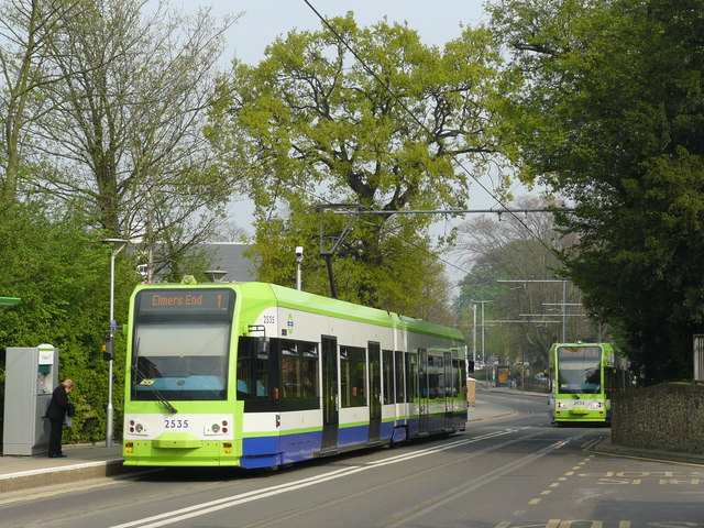 File:Trams Pass in Addiscombe Road - geograph.org.uk.jpg