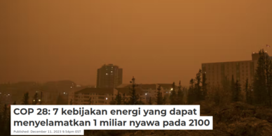 COP 28：7 kebijakan energi yang dapat menyelamatkan 1 miliar nyawa pada 2100