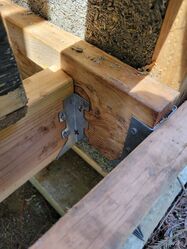 2"x6" joist connecting shed frame to hempcrete wall frame