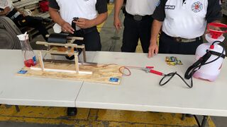 Guatemalan Firefighters' Final Product of the CrashSavers DIY Tourniquet Simulator Simple Version