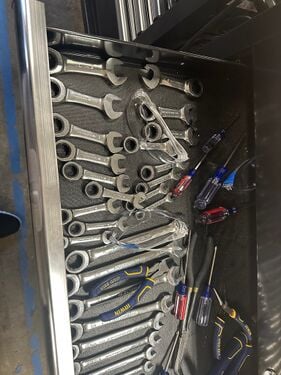 Eye protection disorganized and stored in the wrench drawer in the Cal Poly Humboldt Makerspace
