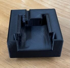 Front view of 3-D printed battery shoe prototype