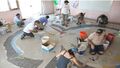 Tile work on classroom floor, Jardin de Niños Esperanza, Tijuana, Mexico (2008)