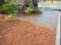 The weed mats were replaced and reinforced them with a thick layer of redwood mulch.