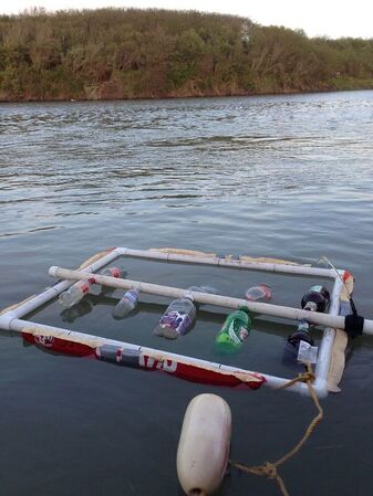 First Buoyancy test: PVC tube with water bottles - Duration in the water 30 minutes test