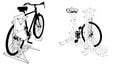 Molino montado en bicicleta y molinillo de pedales.  Después de "Un molino de granos operado por pedal, Rural Technology Guide 5, Pinson GS, Tropical Products Institute, Londres, 1978, 32 p., ISBN: 0-85954-076-6"