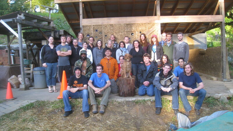 ENGR 305 class in front of CCAT's Greenshed