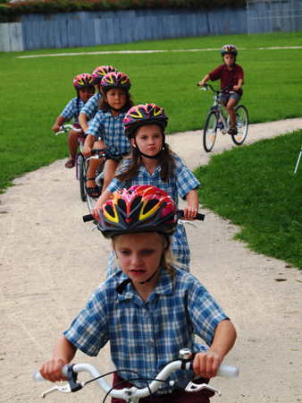 Fig 2: The children ride in a paceline like the professionals- Photo courtesy of Paul McArdle