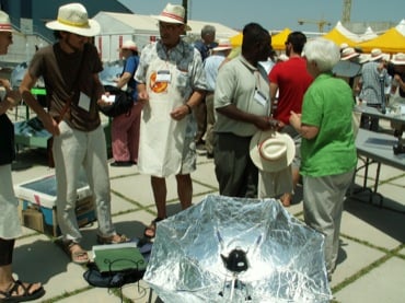 FIG 2: Boiling water with an aluminum foil covered umbrella