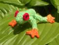 Crocheted tree frog toy
