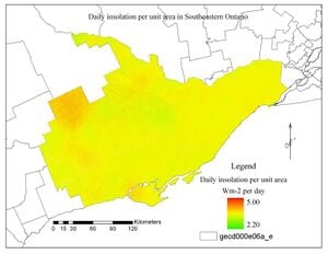 Daily insolation per unit area in Southeastern Ontario.jpg