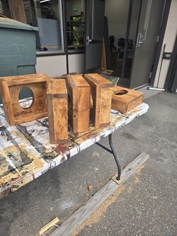 Maple wood bases stained in golden oak