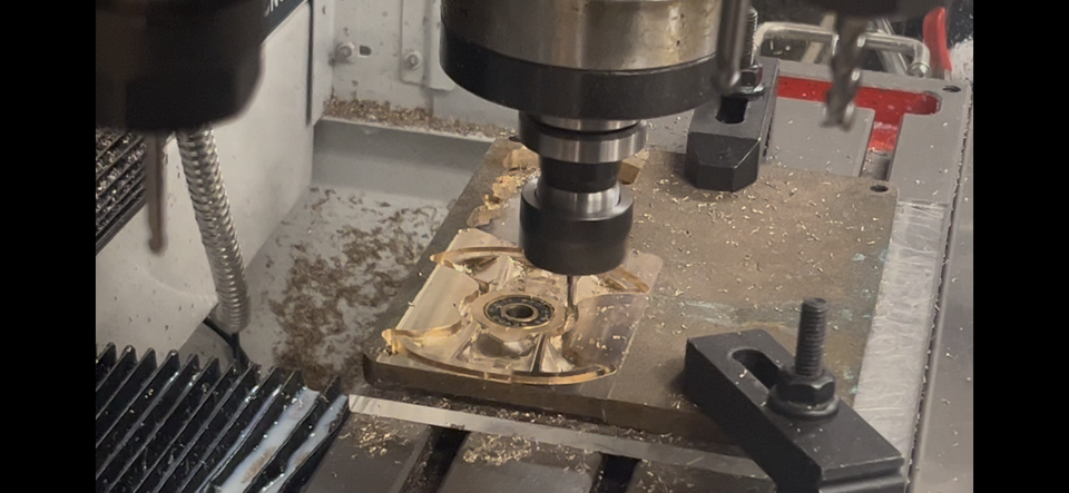 Tormach CNC milling our first prototype axe head fidget spinner.
