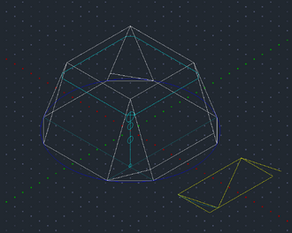 Isometric view of OctoYurt showing size compared to 6 foot human.
