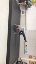Our client representative, Zach Lehner, testing out the portable stage.