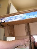 Gluing the table top to the stem.