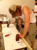 Sean drilling the frame.