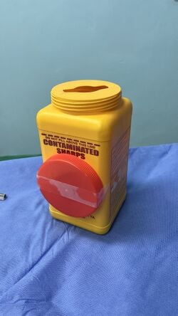 Sharps container, view 1