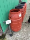 The barrel is full of water, but no hoses are hooked up.