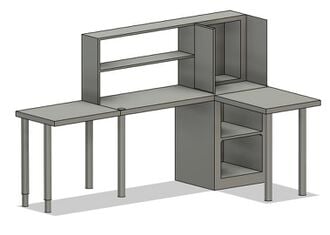 Figure 2: 3D Fusion 360 Prototype of Fiberworks Station (A.A.I.R. Tech 2025) This is a CAD prototype of the station made in Fusion 360. It depicts how the table will look with the table flaps extended.
