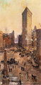 Colin Campbell Cooper's Flatiron Building, 1908, is casein (milk-based paint) on canvas.[5]