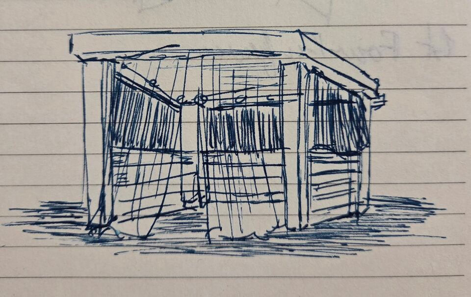 Sketch of an early concept for the Water-Den, March 2026