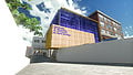 Design proposal of the facade for the Asociacion of Mayoristas of Santo Domingo, part of the structure is proposed in Pallets Location: Av.27 de Febrero no. 375