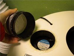 Figure 3: Picture of the venting connection and fan for the stage 2 lid.