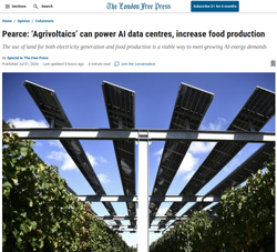 ‘Agrivoltaics’ can power AI data centres, increase food production