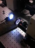 Jig with lamp on