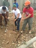 Team effort to remove large slab.