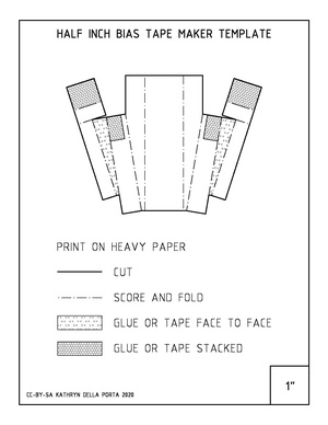 Paper pattern for half-inch bias tape maker