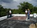 System on roof with Hotel Perote staff. On left, Ramón and Manuel.
