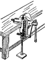 Fig. 8 - The chain vise is somewhat the same as the leg vise except that the chain and sprockets keep the jaws of this vise in parallel planes.]]