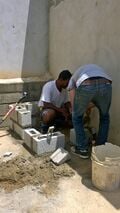 3. Building the platform for the tinaco. We needed enough height to be able to fit a bucket under the output valve.