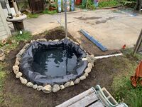 Image 14. Pond with all needed components, besides the fencing and solar aeration system.