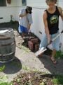 Figure 2: Preparing the ground site for the location and placement of the wine barrel.