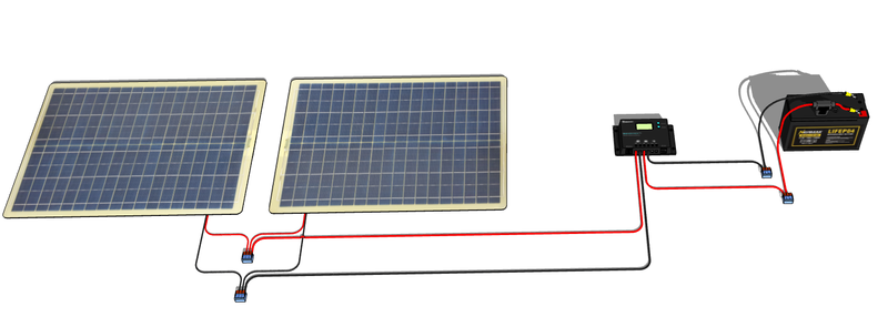 File:To Catch the Sun 40W manual Step 3 panels in parallel connected to charge controller.png