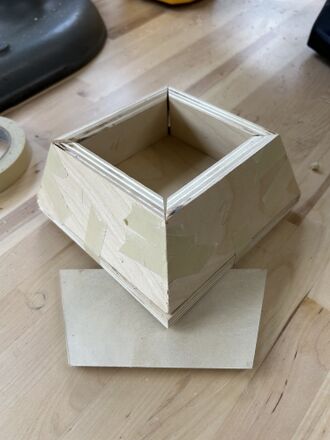 TruncBase- Truncated square pyramid base constructed of ⅜ inch wood