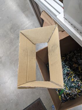 The first prototype for the funnel for the Polyvora Shredder Pro. This design was ultimately modified because it failed to cover an opening that allowed plastics to exit the machine.