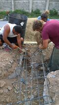 Rebar being resized in foundation.