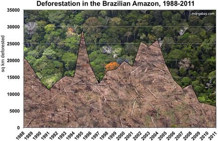 Rate of Amazonia Deforestation in Brazil. Image is from mongabay.com