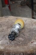 The drive train for the Bike Rodeo Bicycle Blender. It's main components are a bicycle hub, a skateboard wheel, and a blender coupling.