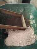 The plaster was 1 part white sand to 1 part clay. Water was added until a slurry consistency was reached. After applying the plaster a layer of water mixed with white wood glue was applied to the wall followed by a layer of paint.