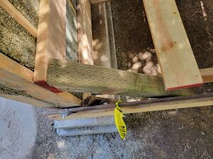 4"x4" support beams to attach/stabilize wall to foundation frame. This is important for stabilizing the hempcrete wall.