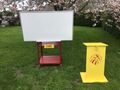 Portable teaching station Podium and whiteboard that meet the teachers needs in an outdoor classroom environment.