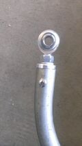 The heim joint is threaded into the aluminum slug which is fastened to the end of the tongue