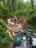 Wood armoring to protect the slope and allow for a smoother ride down.
